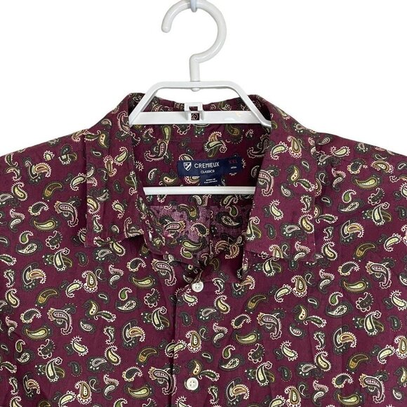 Cremieux Classics Maroon Green Paisley Long Sleeve Button Up Shirt Size XXL - Picture 2 of 6